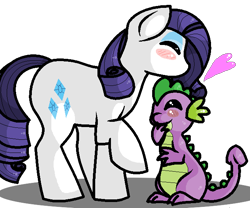 Size: 667x555 | Tagged: safe, artist:chibiisavannah1000, rarity, spike, dragon, pony, unicorn, blushing, female, heart, male, shipping, sparity, straight