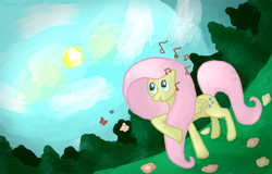 Size: 1600x1024 | Tagged: safe, artist:mister_doktor, fluttershy, pegasus, pony, female, forest, mare, solo