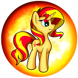 Size: 2539x2539 | Tagged: safe, artist:flamevulture17, sunset shimmer, pony, unicorn, catasterism, commission, female, mare, orb, solo, sun, sunshine shimmer