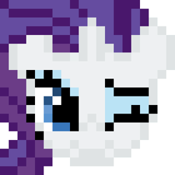 Size: 400x400 | Tagged: safe, artist:powhawkins, rarity, pony, unicorn, female, horn, pixel art, wink