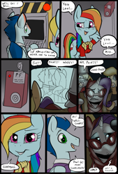 Size: 781x1156 | Tagged: safe, artist:metal-kitty, applejack, derpy hooves, rainbow dash, rarity, soarin', earth pony, pegasus, pony, unicorn, comic:expiration date, comic, crossover, demo jack, derpy soldier, expiration date, female, male, mare, mr soarin', rainbow scout, rarispy, shipping, soarindash, straight, team fortress 2