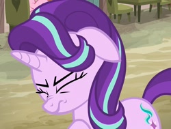 Size: 1417x1070 | Tagged: safe, screencap, starlight glimmer, pony, unicorn, to where and back again, cropped, eyes closed, female, mare, solo