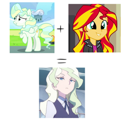 Size: 1800x1700 | Tagged: safe, edit, edited screencap, screencap, sunset shimmer, vapor trail, equestria girls, cropped, crossover, cute, diana cavendish, little witch academia, shimmerbetes, what if