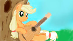 Size: 1280x720 | Tagged: safe, artist:jbond, applejack, earth pony, pony, female, guitar, mare, solo