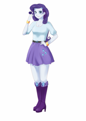 Size: 495x700 | Tagged: safe, artist:poofcio, rarity, equestria girls, clothes, female, purple hair, solo, white skin