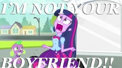 Size: 795x449 | Tagged: safe, derpibooru import, edit, edited screencap, screencap, spike, twilight sparkle, dog, equestria girls, equestria girls (movie), chowder, duo, exploitable meme, spike the dog, twiscream