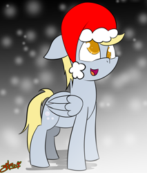 Size: 1700x2000 | Tagged: safe, artist:macdaddyzak, derpy hooves, pegasus, pony, cute, derpabetes, female, hat, mare, santa hat, smiling, solo