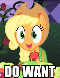 Size: 361x470 | Tagged: safe, applejack, earth pony, pony, female, image macro, mare, reaction image, solo