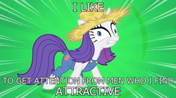 Size: 1280x711 | Tagged: safe, rarity, pony, unicorn, simple ways, image macro, meme, parody, rarihick, solo