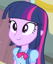 Size: 614x738 | Tagged: safe, derpibooru import, screencap, twilight sparkle, equestria girls, equestria girls (movie), canterlot high, clothes, cute, smiling, solo