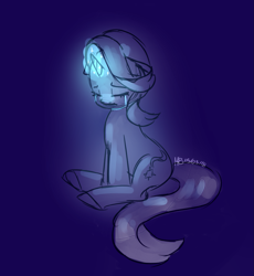 Size: 1449x1577 | Tagged: safe, artist:solareflares, starlight glimmer, pony, unicorn, crying, glowing horn, sad, sitting, sketch, solo