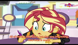 Size: 1024x600 | Tagged: safe, screencap, sunset shimmer, equestria girls, mirror magic, spoiler:eqg specials, journal, open mouth, solo, text, worried