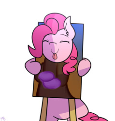 Size: 1900x2000 | Tagged: safe, artist:derpiliciouspony, pinkie pie, earth pony, pony, mona lisa, solo, tongue out