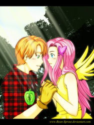 Size: 750x1000 | Tagged: safe, artist:bean-sprout, big macintosh, fluttershy, human, female, fluttermac, humanized, light skin, male, shipping, straight, winged humanization