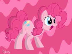 Size: 2592x1936 | Tagged: safe, artist:thebrokencog, pinkie pie, earth pony, pony, female, mare, pink coat, pink mane, simple background, solo