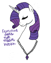 Size: 600x744 | Tagged: safe, artist:pink, rarity, pony, unicorn, eyes closed, feminist ponies, mouthpiece, solo