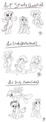 Size: 799x2090 | Tagged: safe, artist:tsitra360, derpibooru import, applejack, fluttershy, pinkie pie, rainbow dash, rarity, oc, earth pony, pegasus, pony, unicorn, art study, style emulation