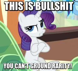 Size: 339x311 | Tagged: safe, screencap, rarity, pony, unicorn, image macro, meme, solo, vulgar