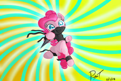 Size: 2200x1466 | Tagged: safe, artist:paulyt7, pinkie pie, earth pony, pony, kunai, ninja, solo