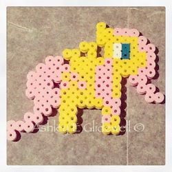 Size: 640x640 | Tagged: safe, artist:ashleyeglidewell, fluttershy, pegasus, pony, beads, female, mare, pink mane, yellow coat