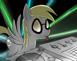 Size: 3000x2400 | Tagged: safe, artist:thebusinesspony, derpy hooves, pegasus, pony, female, mare, solo, sunglasses, turntable