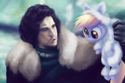 Size: 2973x1980 | Tagged: safe, artist:verulence, derpy hooves, human, animal costume, clothes, costume, cute, derpabetes, fluffy, game of thrones, jon snow, tongue out