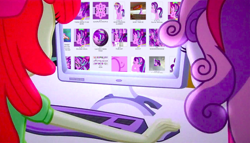 Size: 1256x720 | Tagged: safe, edit, edited screencap, screencap, apple bloom, starlight glimmer, sweetie belle, alicorn, pony, unicorn, equestria girls, equestria girls (movie), /mlp/, 4chan, boop, computer, exploitable meme, female, flag, glimmerposting, keyboard, mare, meme, monitor, obligatory pony, self-boop, spam, stylistic suck, the crusaders browse the internet, wow! glimmer