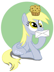 Size: 550x735 | Tagged: safe, artist:feadraug, derpy hooves, pegasus, pony, female, mail, mare, muffin, solo