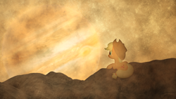 Size: 1920x1080 | Tagged: safe, artist:jamey4, applejack, earth pony, pony, callisto, cliff, jupiter, planet, prone, solo, vector, wallpaper