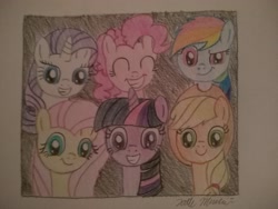 Size: 4160x3120 | Tagged: safe, artist:prinrue, derpibooru import, applejack, fluttershy, pinkie pie, rainbow dash, rarity, twilight sparkle, earth pony, pegasus, pony, unicorn, mane six, traditional art