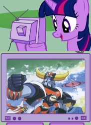 Size: 511x700 | Tagged: safe, derpibooru import, twilight sparkle, exploitable meme, goldorak, goldrake, grandizer, grendizer, mazinger, tv meme, ufo robo grendizer