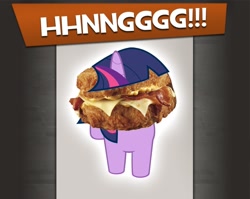 Size: 900x715 | Tagged: safe, artist:syntaxbananaz, derpibooru import, twilight sparkle, chicken, bacon, cheese, cheese hat, double down, filly, food, hat, inception, kfc, meme, team fortress 2