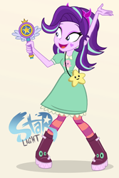 Size: 734x1100 | Tagged: safe, artist:pixelkitties, starlight glimmer, equestria girls, clothes, cosplay, costume, crossover, cute, disney, glimmerbetes, simple background, smiling, solo, star butterfly, star light, star vs the forces of evil, wand, xk-class end-of-the-world scenario