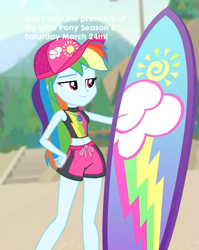 Size: 569x715 | Tagged: safe, derpibooru import, rainbow dash, better together, blue crushed, equestria girls, clothes, cropped, cute, dashabetes, geode of super speed, magical geodes, surfboard, swimsuit