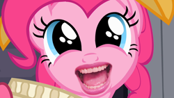 Size: 1280x720 | Tagged: safe, pinkie pie, earth pony, pony, jontron thread, mouth, nightmare fuel, solo, wat