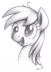 Size: 1248x1749 | Tagged: safe, artist:chiramii-chan, derpy hooves, pegasus, pony, bust, female, mare, monochrome, portrait, solo, traditional art