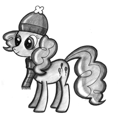 Size: 788x811 | Tagged: safe, artist:ghostofwar909, pinkie pie, earth pony, pony, monochrome, solo, traditional art