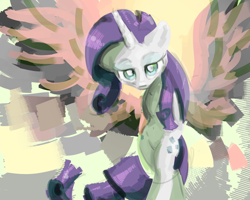 Size: 1280x1024 | Tagged: safe, artist:ruby, rarity, pony, unicorn, bipedal, looking at you, solo, wings