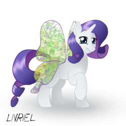 Size: 800x800 | Tagged: safe, artist:livriel, rarity, pony, unicorn, 30 minute art challenge, glimmer wings, solo, wings