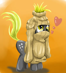 Size: 617x687 | Tagged: safe, artist:nipa, derpy hooves, pegasus, pony, clothes, cute, derpabetes, gradient background, heart, keyhole turtleneck, open-chest sweater, pixiv, silly, silly pony, solo, sweater, turtleneck, wardrobe misuse