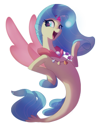 Size: 1556x2032 | Tagged: source needed, safe, artist:light262, princess skystar, seapony (g4), my little pony: the movie, female, looking back, looking over shoulder, looking to side, looking to the left, one small thing, open mouth, open smile, shell, simple background, smiling, solo, transparent background