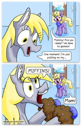 Size: 802x1238 | Tagged: safe, artist:22bubble-eyes22, derpy hooves, dinky hooves, pegasus, pony, comic, female, mare, muffin, pun, that pony sure does love muffins