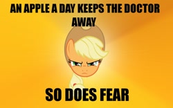 Size: 1440x900 | Tagged: safe, applejack, earth pony, pony, couragejack, female, image macro, mare, solo