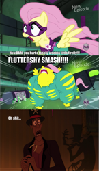 Size: 931x1605 | Tagged: safe, fluttershy, saddle rager, pegasus, pony, power ponies (episode), comic, disney, doctor facilier, flutterhulk, power ponies, shadow, the princess and the frog, vulgar