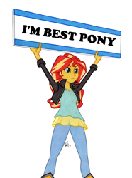 Size: 950x1278 | Tagged: safe, artist:manly man, edit, sunset shimmer, equestria girls, exploitable meme, female, meme, sign, solo, sunset's board