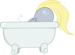 Size: 6000x4418 | Tagged: safe, artist:joey darkmeat, artist:slb94, derpy hooves, pegasus, pony, absurd resolution, ass up, bath, bathtub, blowing bubbles, bubble, bubble butt, face down ass up, female, mare, plot, simple background, solo, transparent background, vector