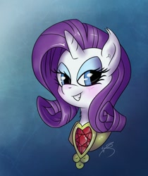 Size: 818x976 | Tagged: safe, artist:jorobro, rarity, pony, unicorn, blushing, bust, fire ruby, portrait, smiling, solo