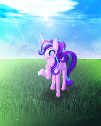 Size: 1600x1988 | Tagged: safe, artist:lexi fyrestar, starlight glimmer, pony, unicorn, kite, kite flying, meadow, signature, starlight glimmer day