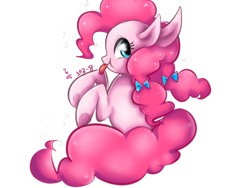 Size: 800x600 | Tagged: safe, artist:kkuyo, pinkie pie, earth pony, pony, 30 minute art challenge, alternate hairstyle, hair bow, pigtails, solo, tongue out, twintails