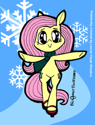 Size: 800x1046 | Tagged: safe, artist:bickcomixx, fluttershy, pegasus, pony, bipedal, clothes, ice skates, ice skating, scarf, solo